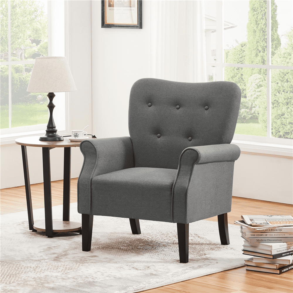 Renwick 2pcs Modern Accent Arm Chair, Dark Gray
