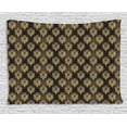 thumbnail image 1 of Art Deco Tapestry, Jazz Era Inspired Vertically Aligned Peacock Feather Drawing Style, Wall Hanging for Bedroom Living Room Dorm Decor, 60W X 40L Inches, Pale Orange and Dark Brown, by Ambesonne, 1 of 2