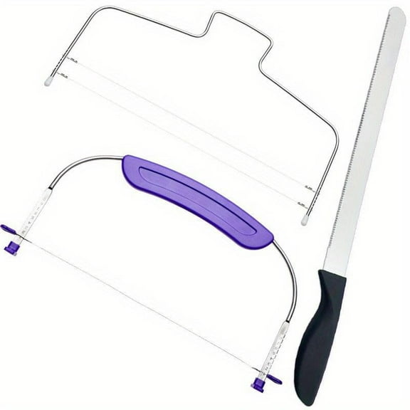 3PCS Adjustable Cake Cutter Slicer Leveler, Height Premium Food Grade Stainless Steel Double Wires Cake Cutter Slicer Adjustable Cake Leveler for Leveling and Molding
