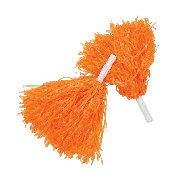 Orange Pom-Poms (Pair) Cheerleader Cheer Leader Squad Pep Costume Accessory