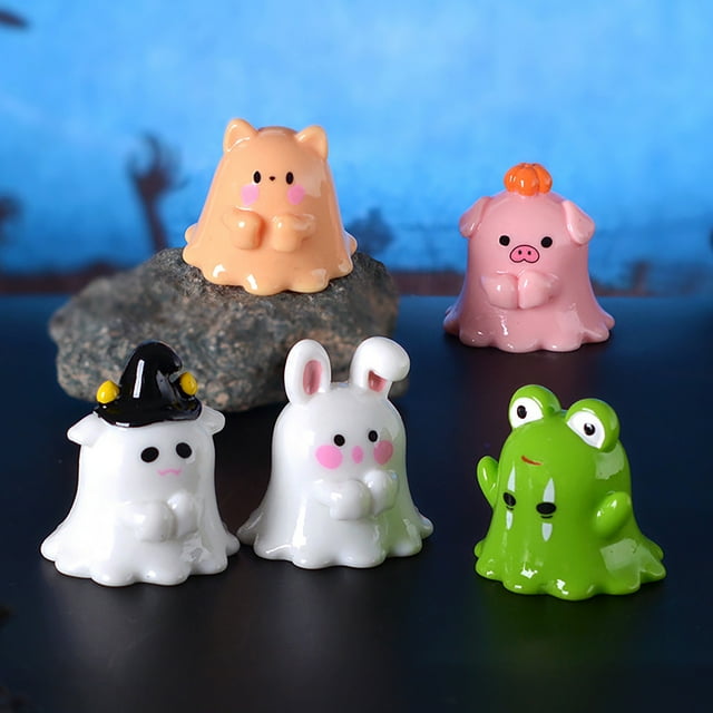 Xihbxyly Cerdo Fantasma de Halloween, Pequeño y Adorable Adorno de Resina, Decoración Festiva para Escritorio, Diseño Animal Colorido y Divertido, Perfecto para El Alféizar de La Ventana o La Estante