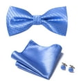 thumbnail image 2 of Synzerm Mens Solid Color Double Fold Pre-tied Bow Tie and Pocket Square Cufflink Set, 2 of 3