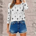 thumbnail image 6 of Dasayo White Women's Tops and Blouses Summer 3/4 Sleeve Graphic Prints Crewneck Blouses Tee Shirts Womens XL, 6 of 9