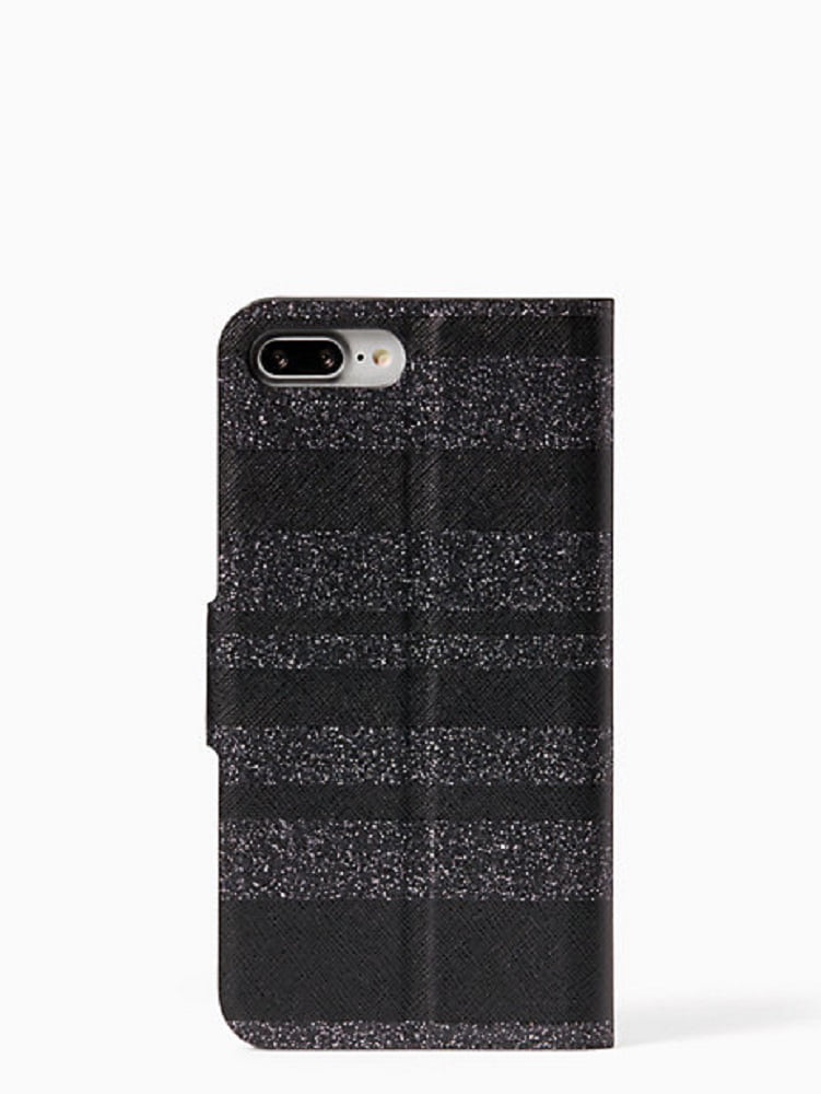 Kate Spade New York Black Glitter Stripe Folio Case for iPhone 7 Plus &  iPhone 8 Plus 