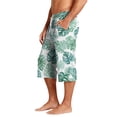 thumbnail image 5 of Mens Swim Trunks Men's Casual Hawaiian Print Drawstring Cropped Capri Pants Resort Print Swim Trunks with Elastic Waist Summer Beach Shorts for Vacation Spring Travel Turquoise 2XL, 5 of 9