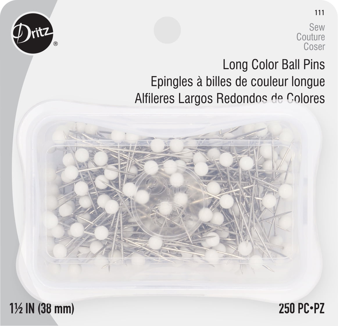 Dritz 111 Color Ball Pins 1-1/2-Inch Long 250-Count