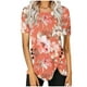 thumbnail image 1 of Blusas de Manga Corta para las Mujeres Botón Impreso Cuello Redondo Top Casual, Blusas para las Mujeres Casual, 1 of 5