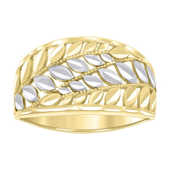 10kt 10k Two-tone Gold Womens Leaf Pattern Fashion Ring