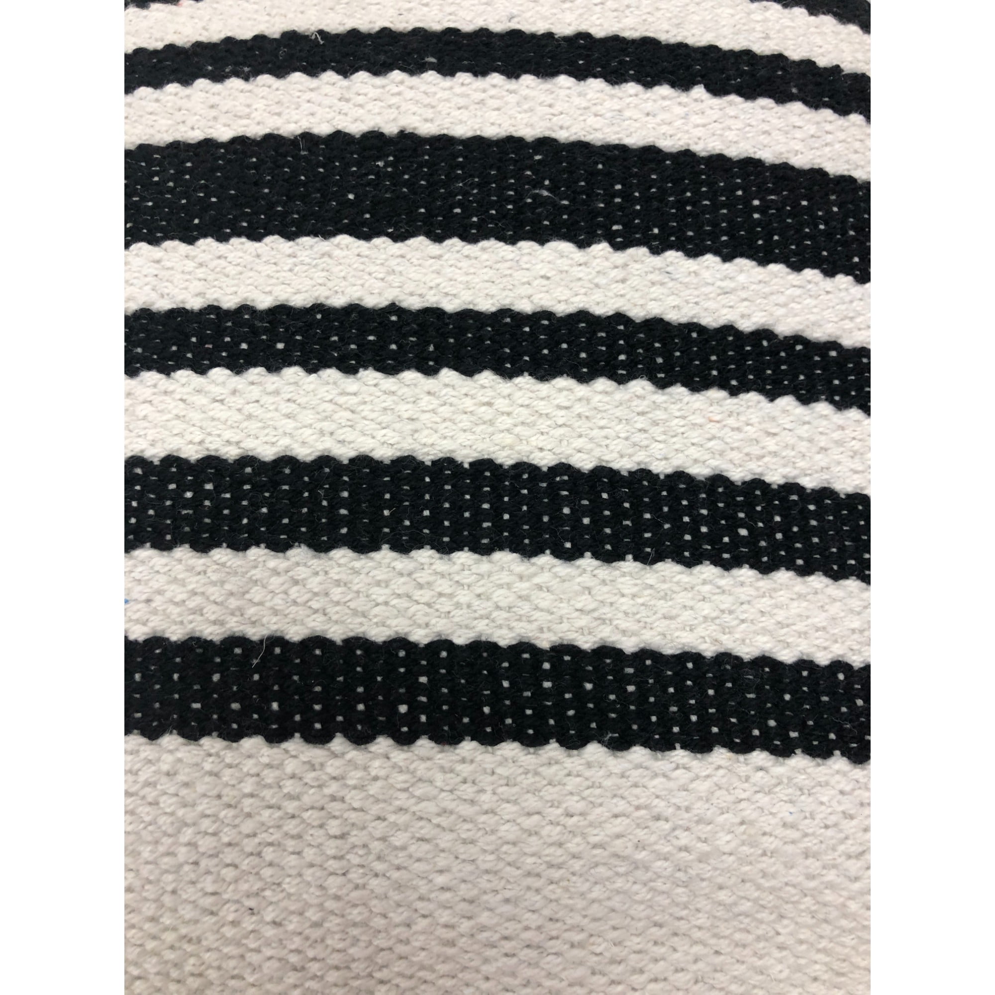 Laddha Home Designs Handwoven Reversible Striped Cotton Throw Pillow Cover - 22" - White and Black