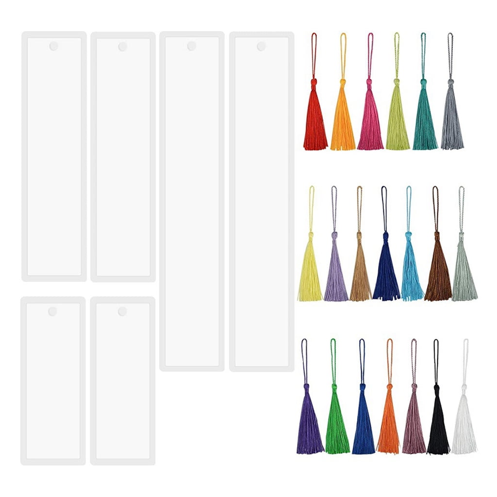 GENEMA 46 Pcs Resin Bookmark Silicone Mold Set 3 Sizes Silicone Mold Set with Tassels