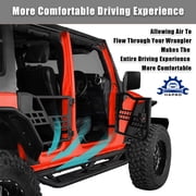 HAPSO For Jeep Wrangler JK Tube Tubular Half Doors Compatible With 2007-2018 Jeep Wrangler JK Unlimited 4-Door Sahara Rubicon Front & Rear Sport Offroad Steel Tube Doors With Side View Mirror