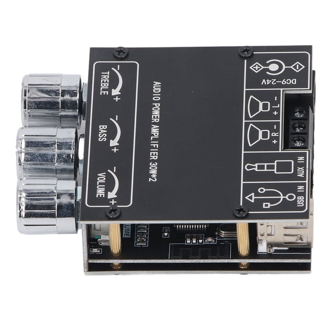 Sound Power Amplifier Board, Treble Bass Control Multiple Effects DC9-24V Amplifier Module for Home
