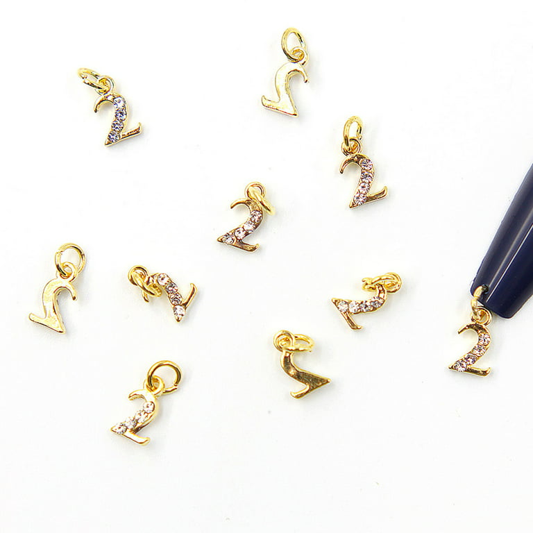 10Pcs Nail Pendant 0-9 Numbers Dangle Nail Charms Accessories 3D
