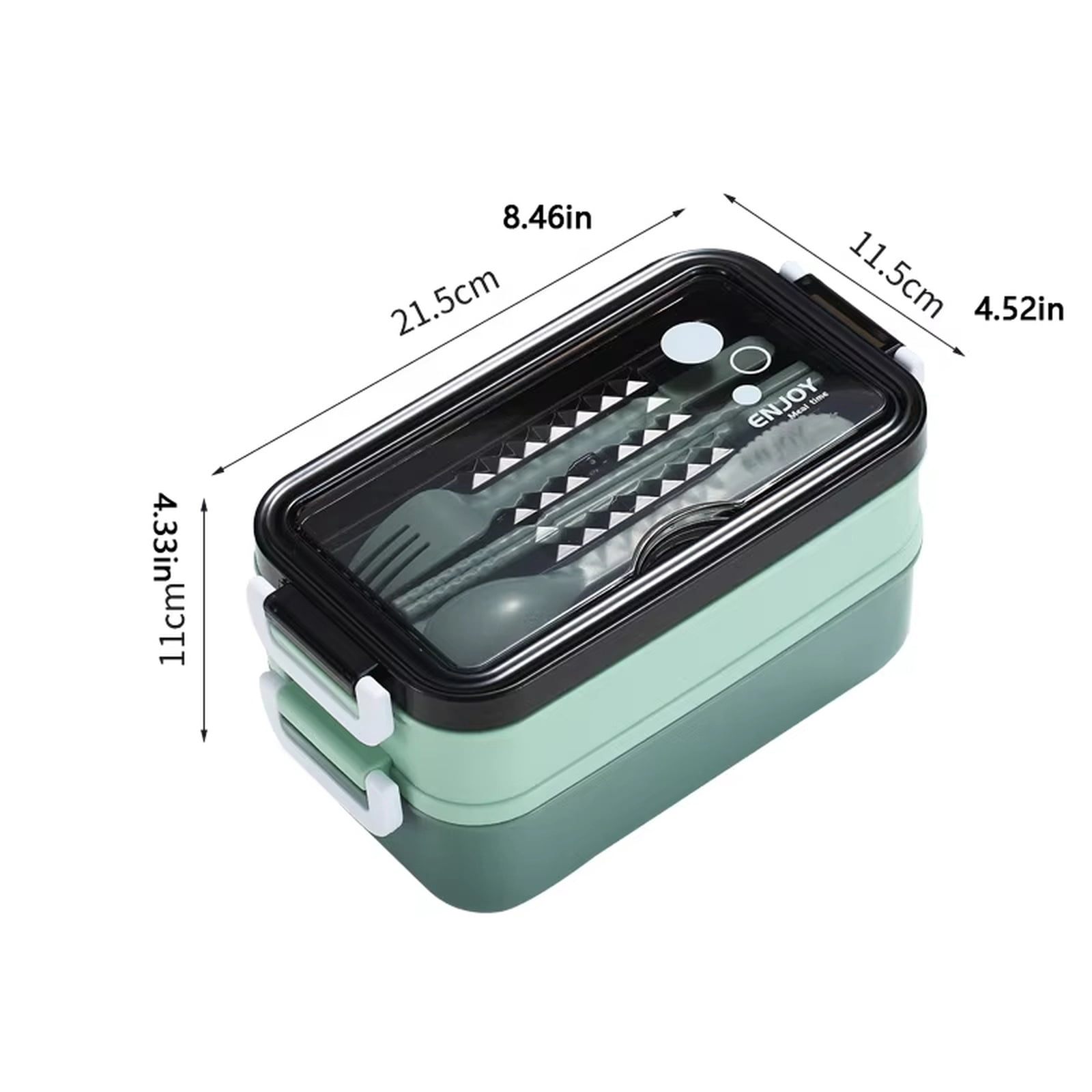 Bento Box with Utensils, Food-Grade Plastic Lunch Container Microwavable Double-Layer Design for Office Car Travel - Pink