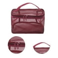 thumbnail image 4 of Bolsas Únicas 1 Pc Bolsa de Maquillaje de Gran Capacidad con Cierre para Vacaciones y Viajes de Negocios Tela de Malla roja, 4 of 5