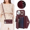 thumbnail image 2 of for iPhone 14 Case Wallet with Strap for Women - Crossbody Lanyard,Zipper Pocket,Credit Card Holder,Ring Stand - RFID Blocking Phone Wallet Case for iPhone 14(6.1 inch,Wine Red), 2 of 18