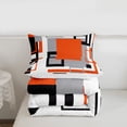 thumbnail image 4 of Erosebridal Black White Grey Orange Comforter Set Queen Geometric Square Comforter Adults Geometry Striped Bedding Set Modern Abstract Lines Grids Quilted Duvet 2 Pillow Cases Room Decor, 4 of 7