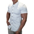 thumbnail image 2 of Sunloudy Camisa casual para hombre, color sólido, manga corta, cuello de solapa, ajuste delgado, tops de ocio con botones Sunloudy moda, 2 of 7