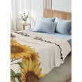 thumbnail image 4 of Hello Summer Twim XL Size Flat Sheet, Wrinkleproof & Fadeproof Cooling Flat Bed Sheet Only, Vintage Spring Floral Sunflowers Breathable Soft Bedding Top Sheets 66 x 102 Inches, 4 of 8