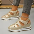 thumbnail image 4 of Dakaela Women's Hollow out Casual Sandals Platform Wedge Walking Shoes Thick Slip on Sneakers Gold 6, 4 of 8