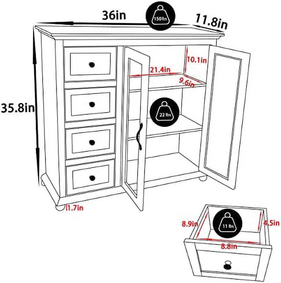 Sideboards and Buffets with Cabinet Buffet Cabinet with 4 Drawers ...