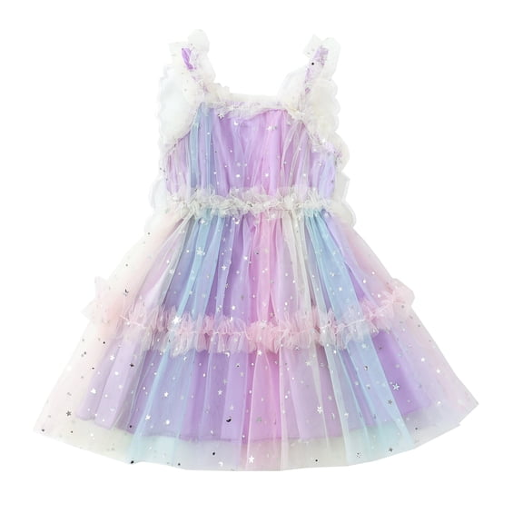 Baby Girls Clothes Toddler Girls Tulle Dress 18 Months Girls Summer Dress 24 Months Girls Rainbow Sleeveless Dress Purple