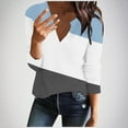 thumbnail image 2 of hotojiny Womens Tops V Neck Long Sleeve Casual Shirts Color Block Knit Comfy Pullover Blouses Fall Fashion Tunics Tees, 2 of 5