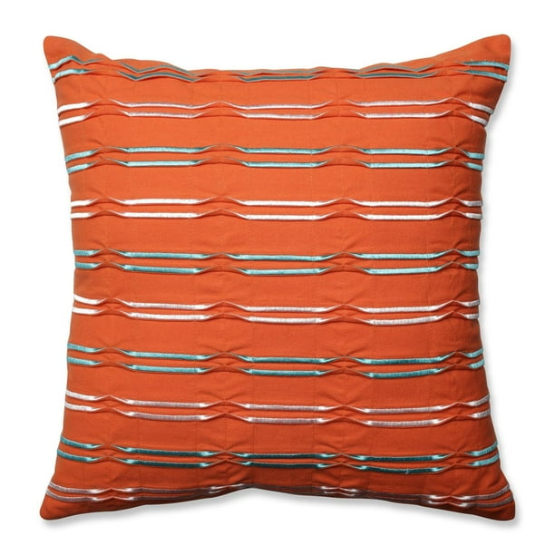 18” Orange and Teal Springtime Dimensional Lines Decorative Throw