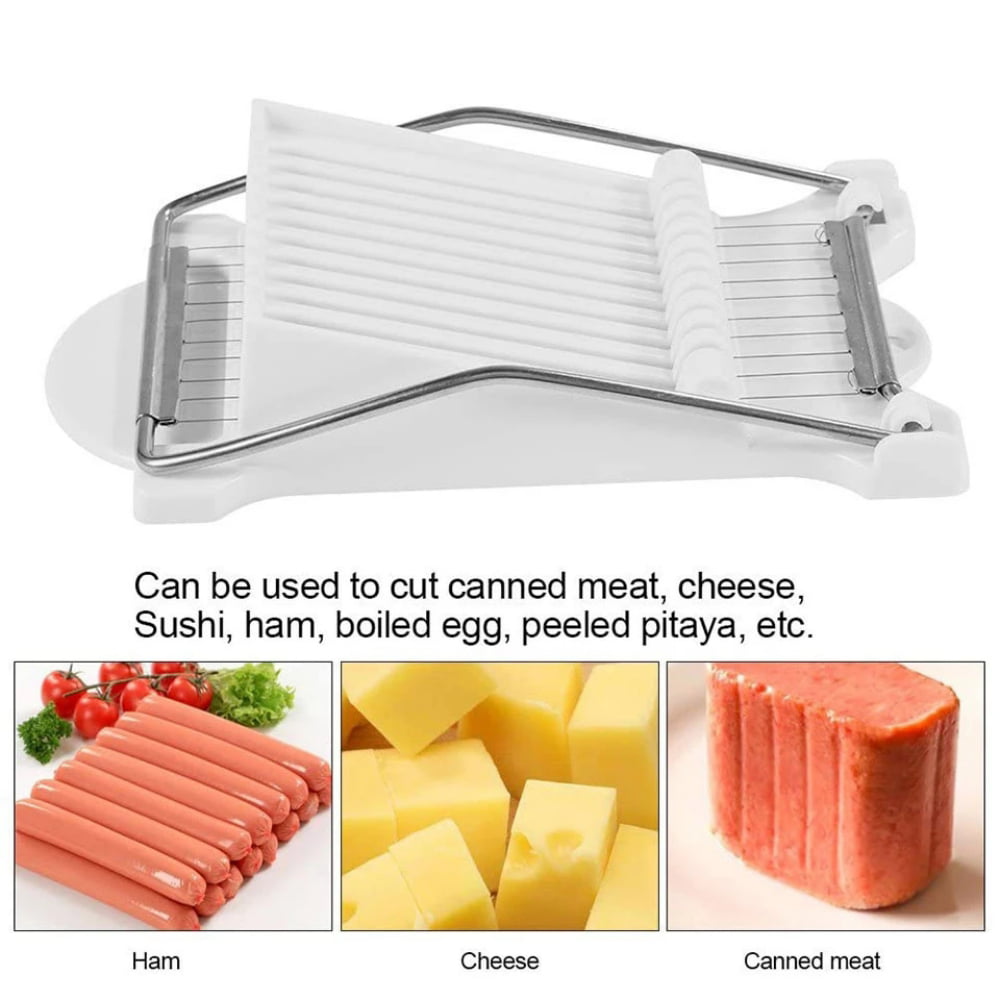 Spam Slicer,Multipurpose Luncheon Meat Slicer,Stainless Steel Wire Egg  Slicer,Cuts 10 Slices For fruit ,Onions,Soft Food and Ham (Yellow)
