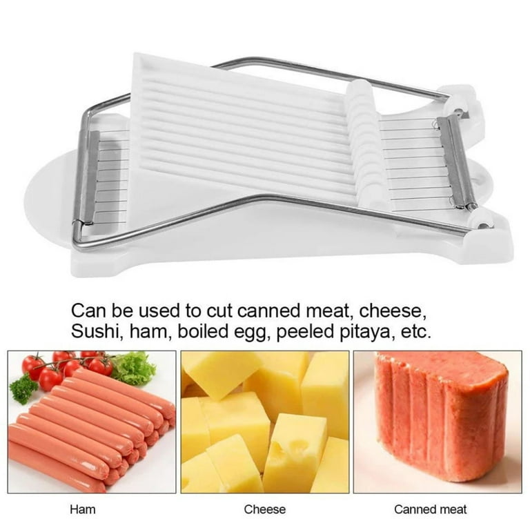 Spam Slicer, Luncheon Meat Slicer, Multipurpose Stainless Steel Wire Slicer, Egg Fruit Banana Soft Cheese Slicer, Cuts 9 Slices, Size: 9.17 x 5.31 x