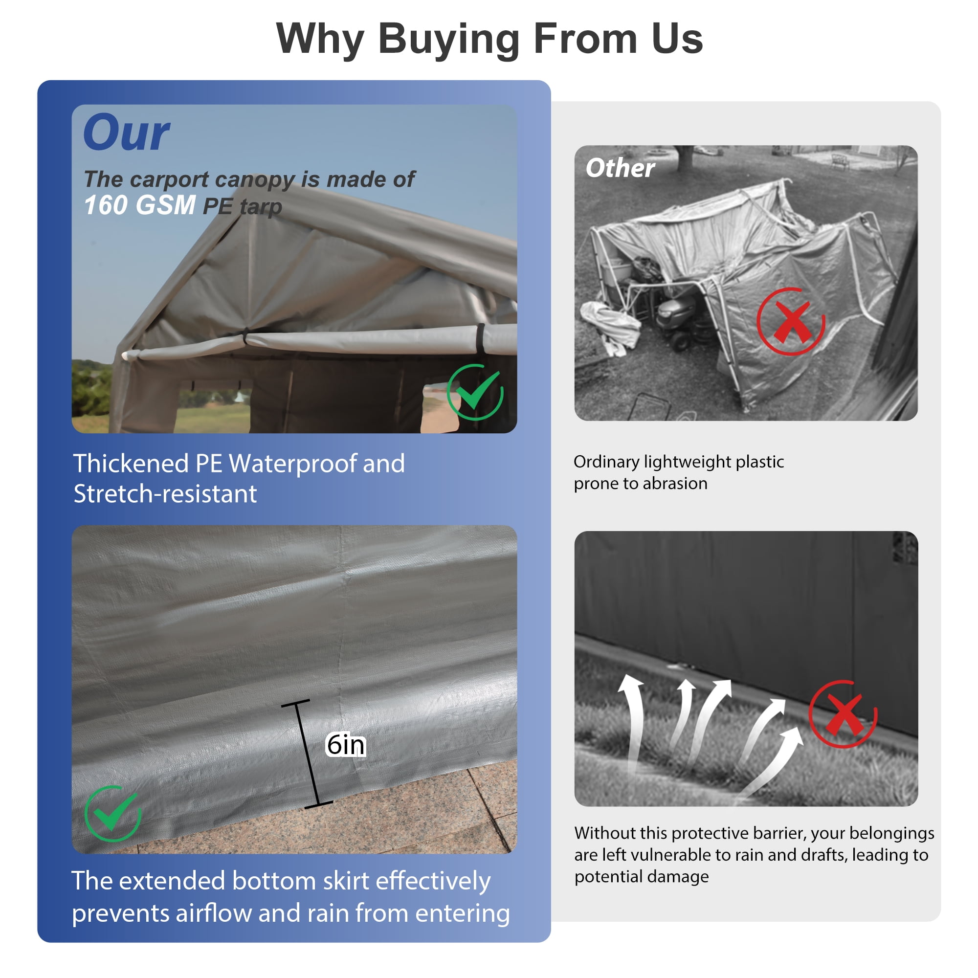 Carport 13' x 26' Heavy Duty Carport Canopy with 2 Roll-up Doors, Removable End Walls & Ventilated Windows, Galvanised Frame Portable Outdoor Garage, Car Canopy with All-Season Tarp