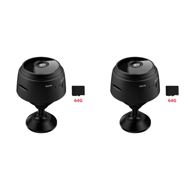 Cámara IP Detección Nocturna 1080P Mini Videocámaras (Negro 64GB)