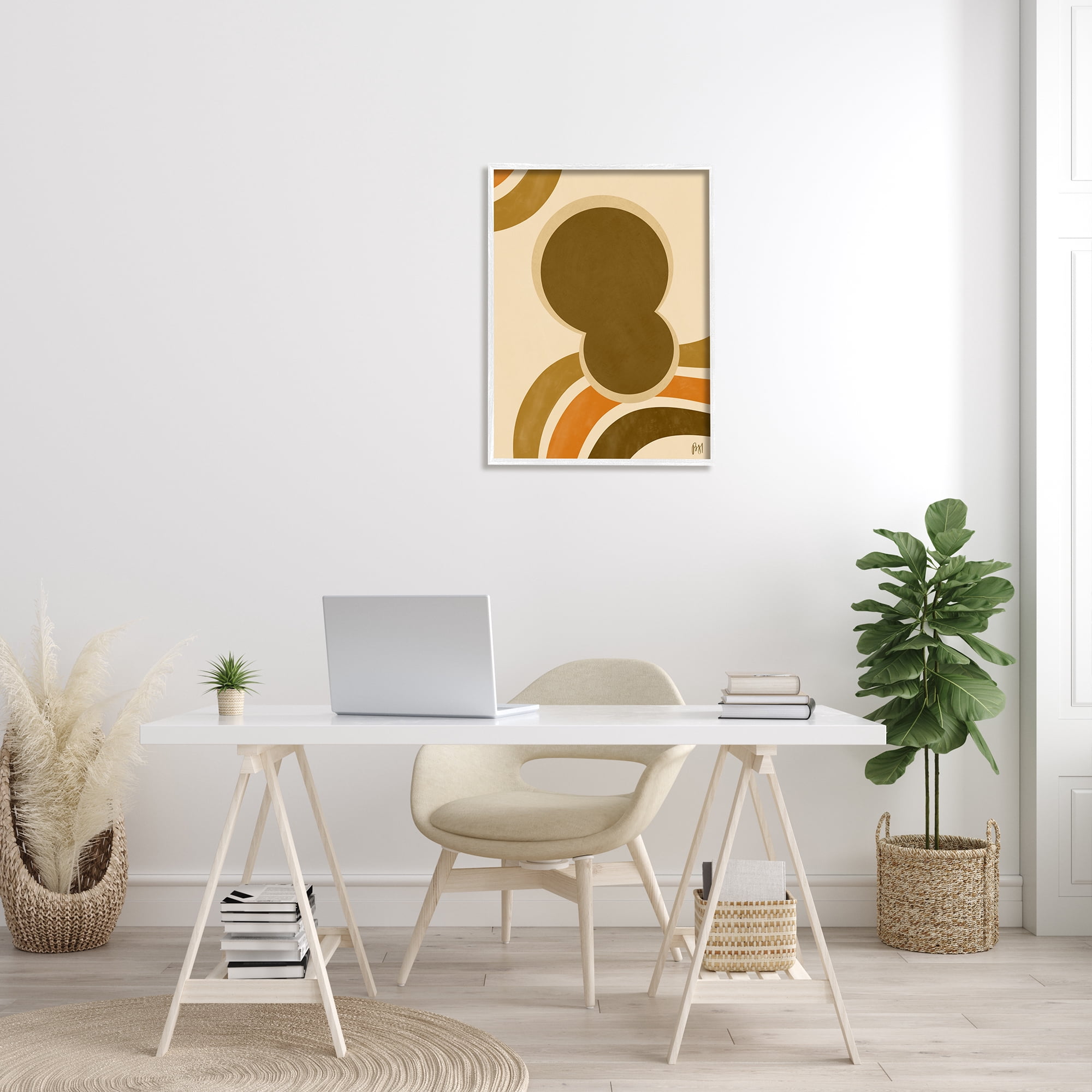 Stupell Indtries Retro Groove Shape Abstraction Warm Pop Brown Orange,24 x 30,Design by Birch&Ink