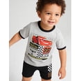 thumbnail image 5 of Disney Pixar Cars Lightning McQueen Toddler Outfit for Boys, 2PC T-Shirt & Fleece Shorts Set (Heather Grey, 7), 5 of 5