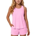thumbnail image 1 of Swimsuit for Girls, 2-Piece Tankini Set With Solid Color Split Design for Beach Summer, 1 of 7