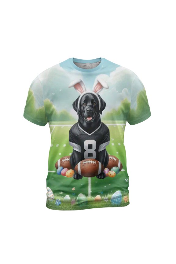 Happy Easter Hello Spring Labrador Retriever Playing Football All Over Print 3D Shirt Unisex Merch Lab Dog Lover Gifts - 13003