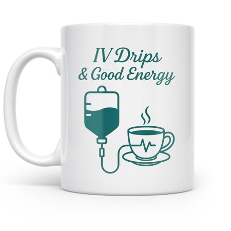 Nurse 11 oz Coffee Mug - IV-Drips Design for Nurses White Ceramic Gift