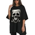 thumbnail image 4 of Plus Size Shirt for Women Black Tops for Women Short Sleeves Shirt for Women Skull 1 T Shirt Oversized Shirt for Women S, 4 of 5