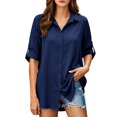 thumbnail image 3 of Bovxnpu Womens Long Sleeve Shirts Loose Sun Protection Cardigan Sleepwear, 3 of 9