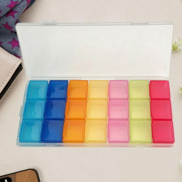 Tabletas Contenedor Píldoras semanales Cajas Medicina Caso almacenamiento 21 ranuras Desmontables Eco-Friendly no tóxico para viajar