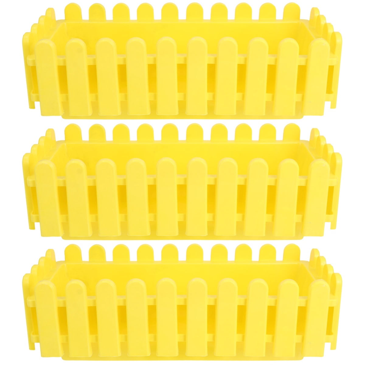 CRILSTYLEO Durable Yellow PP Resin Rectangular Flower Container for Outdoor Use 3Pcs