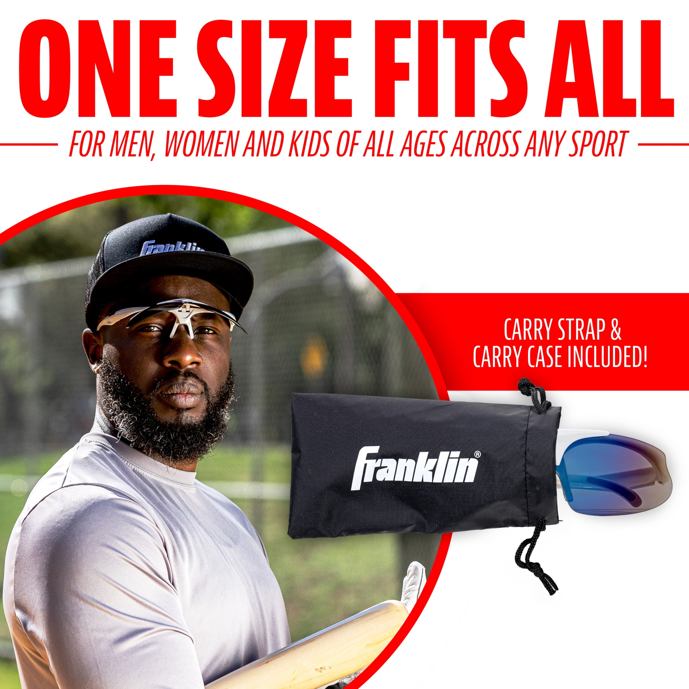 Franklin Sports MLB Baseball Sunglasses - Flip Up Baseball + Softball Sunglasses for Kids + Adults - Lightweight Sport Sunglasses for UV Protection - White