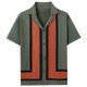 thumbnail image 5 of Blusa y camisa de manga corta con cuello vuelto Camisa de punto a rayas de verano para hombre con cuello en contraste y camisa hueca de manga corta Camiseta/camisa de manga corta con cuello vuelto Top, 5 of 5