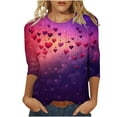 thumbnail image 2 of Mifsaly Valentine Shirts for Women Loose Tunic 3/4 Sleeve Heart Print Tshirts Plus Size Fashion Girlfriend Gifts Blouse Lightweight Going Out Pullover Tops Spring Summer Loungewear XXL, 2 of 5