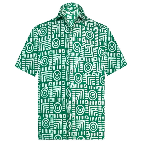 LA LEELA Men's Hawaiian Shirts Aloha Beach Shirts Casual Short Sleeve Button Up Shirt Men L Fern, Checks Summer Vacation Holiday