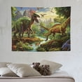 thumbnail image 4 of GOSMITH  Dinosaur Tapestry Wall Hanging Wild Jungle Forest Anicient Animals Dino Tapestry Wall Cover Primeval Jurassic Tapestry for Boy Kids Bedroom Living Room Decor, 4 of 7