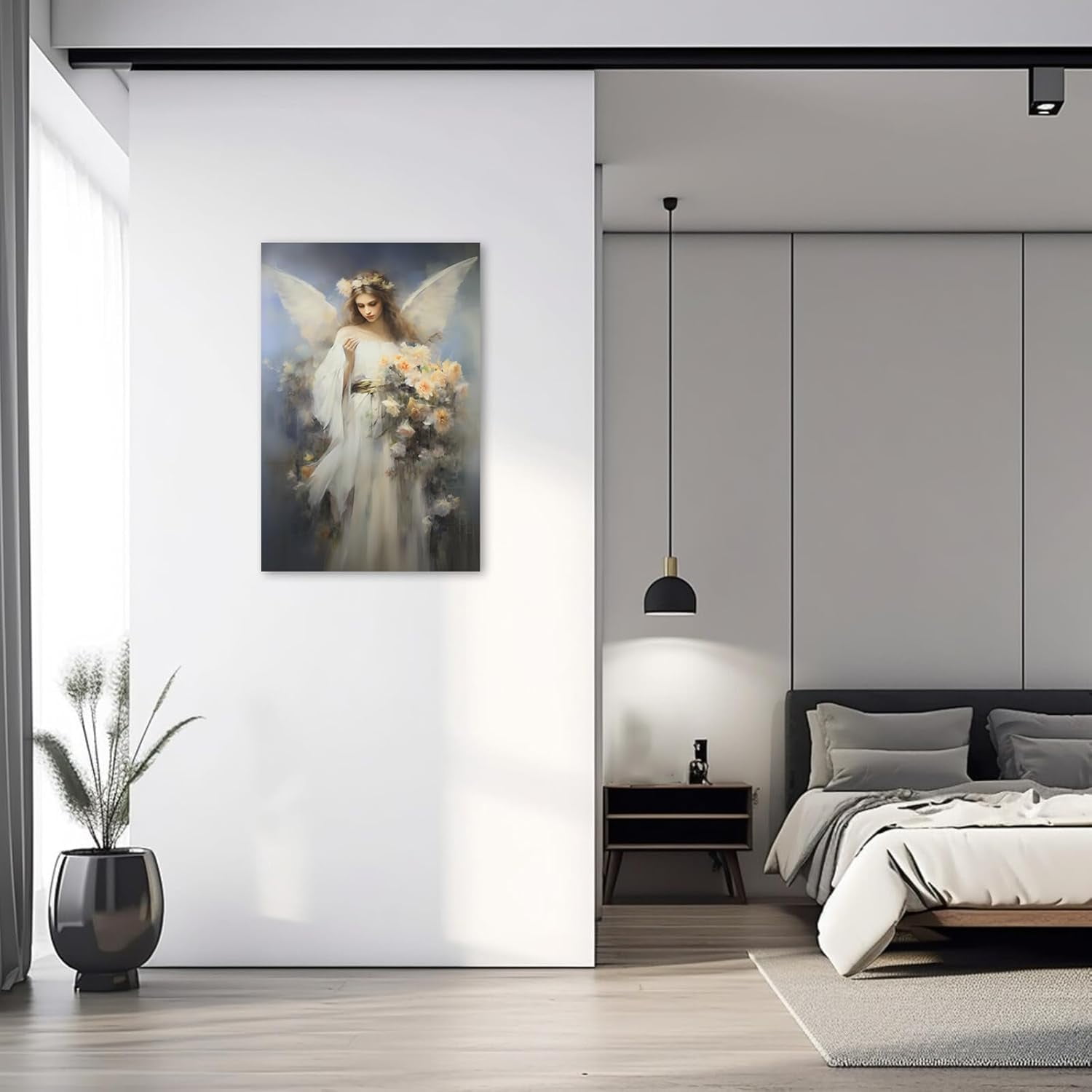 ZHONGYUTONG Angel Canvas Wall Art Angel Wing Painting Prints Elegant Girls Picture Abstract Vintage Artwork for Living Room Home Decor Framed (20.00" x 30.00")