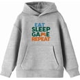 thumbnail image 4 of Eat, Sleep, Game, Repeat Youth Heather Gray Long Sleeve Hoodie-XL, 4 of 6
