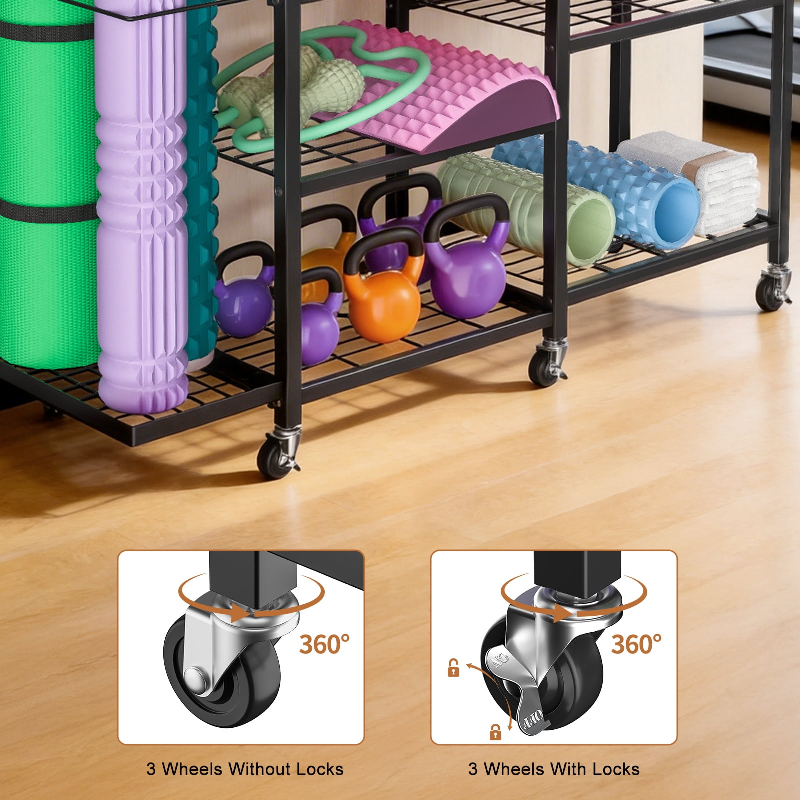 Dumbbell Weight Rack for Home Gym, 6-Tier Carbon Steel Storage Stand with Wheels, Heavy Duty Fitness Organizer for Free Weights, Kettlebells & Strength Equipment
