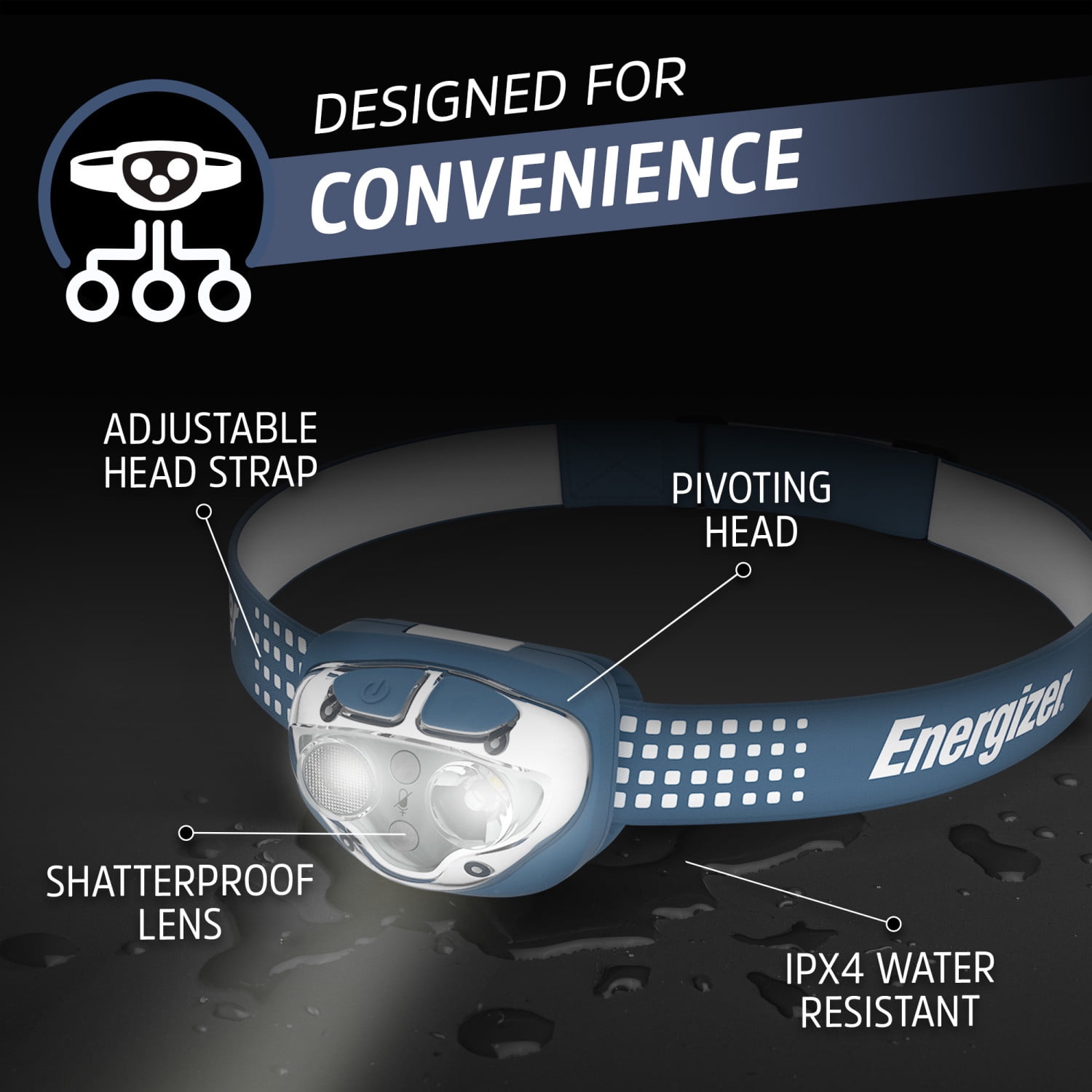 Energizer Smart Voice Controlled LED Headlamp, 525 Lumen Output, AAA Batteries Included
